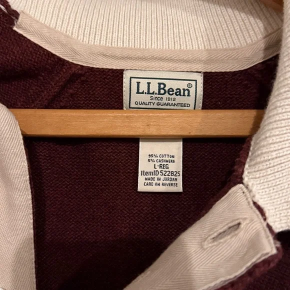 LL BEAN Men's Wicked Soft Cotton/Cashmere Sweater, Rugby Polo, Stripe - Picture 3 of 7
